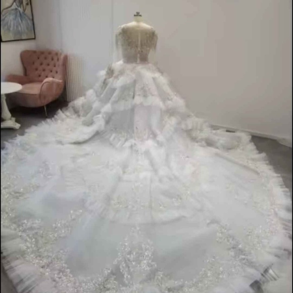 Custom made wedding dress- size 18 - Picture 3 of 5